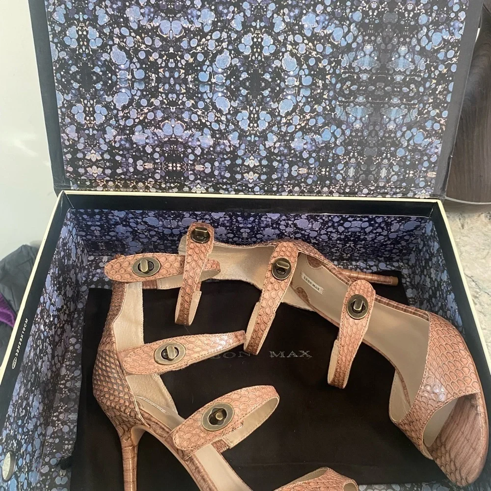 ✨ Leon Max Nude Snakeskin Strappy Heels – Size 8 (EU 38.5)